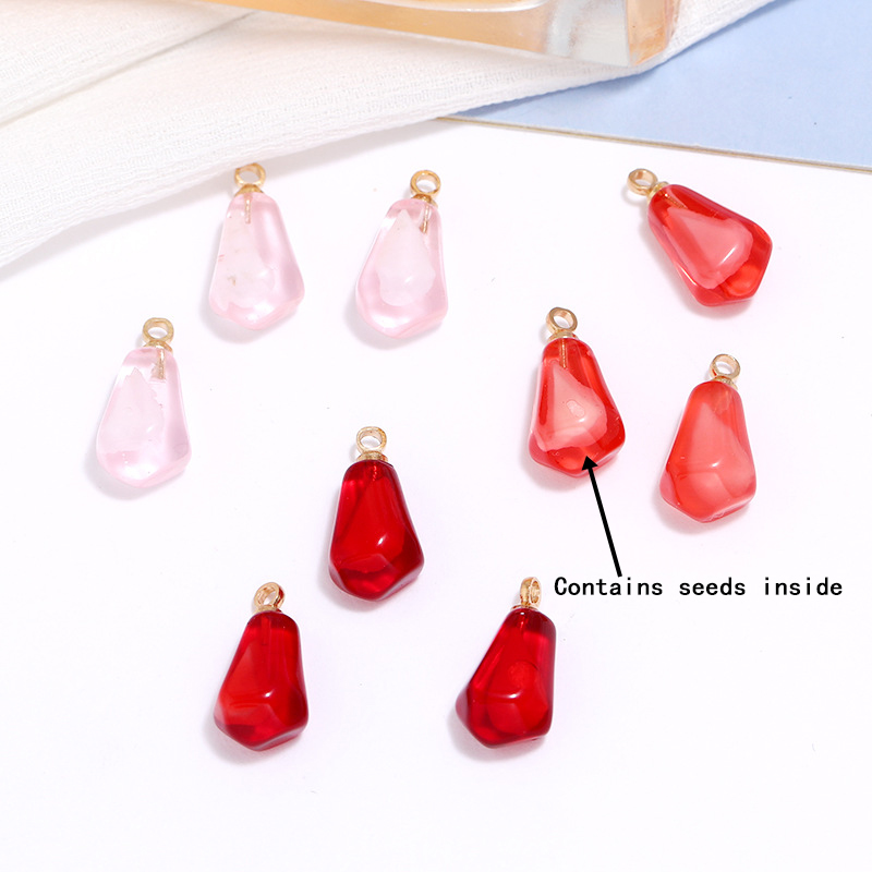Resin Art Bracelet - 10pcs Pomegranate Seed Resin Pendants Fruit