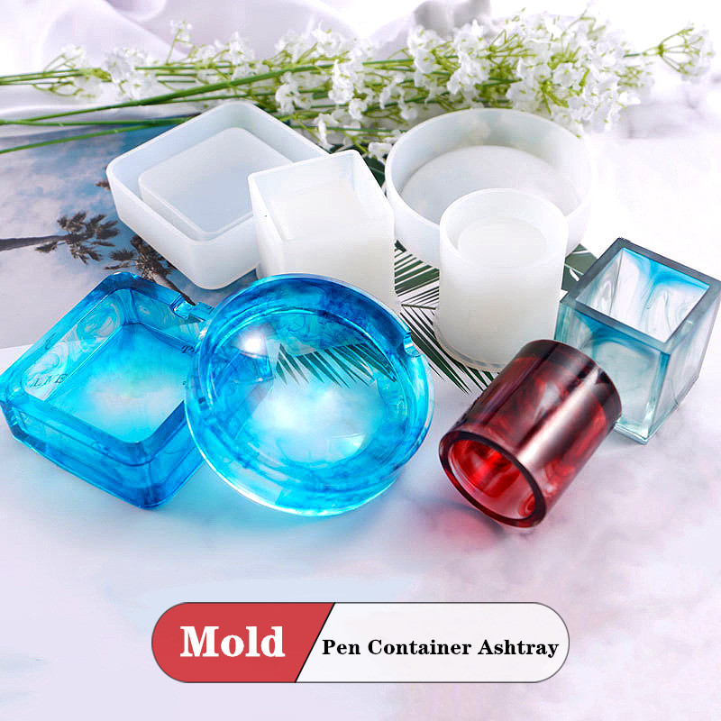 Resin Art Equipment - DIY Round Pen Container Ashtray Silicone