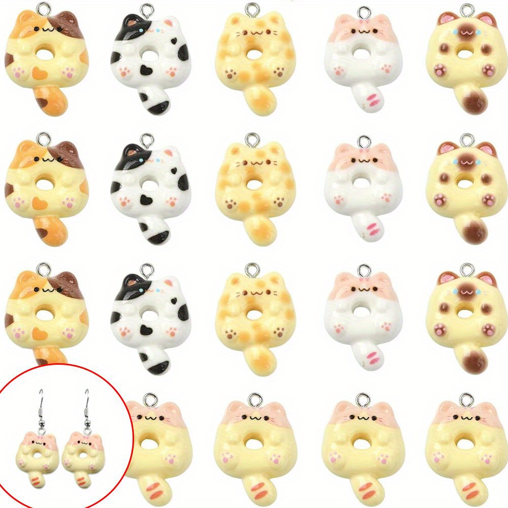 Resin Art Bracelet - 4/14/28pcs Multi-color Cat-shaped Decorative Pendants,Diy Bracelets,Necklaces