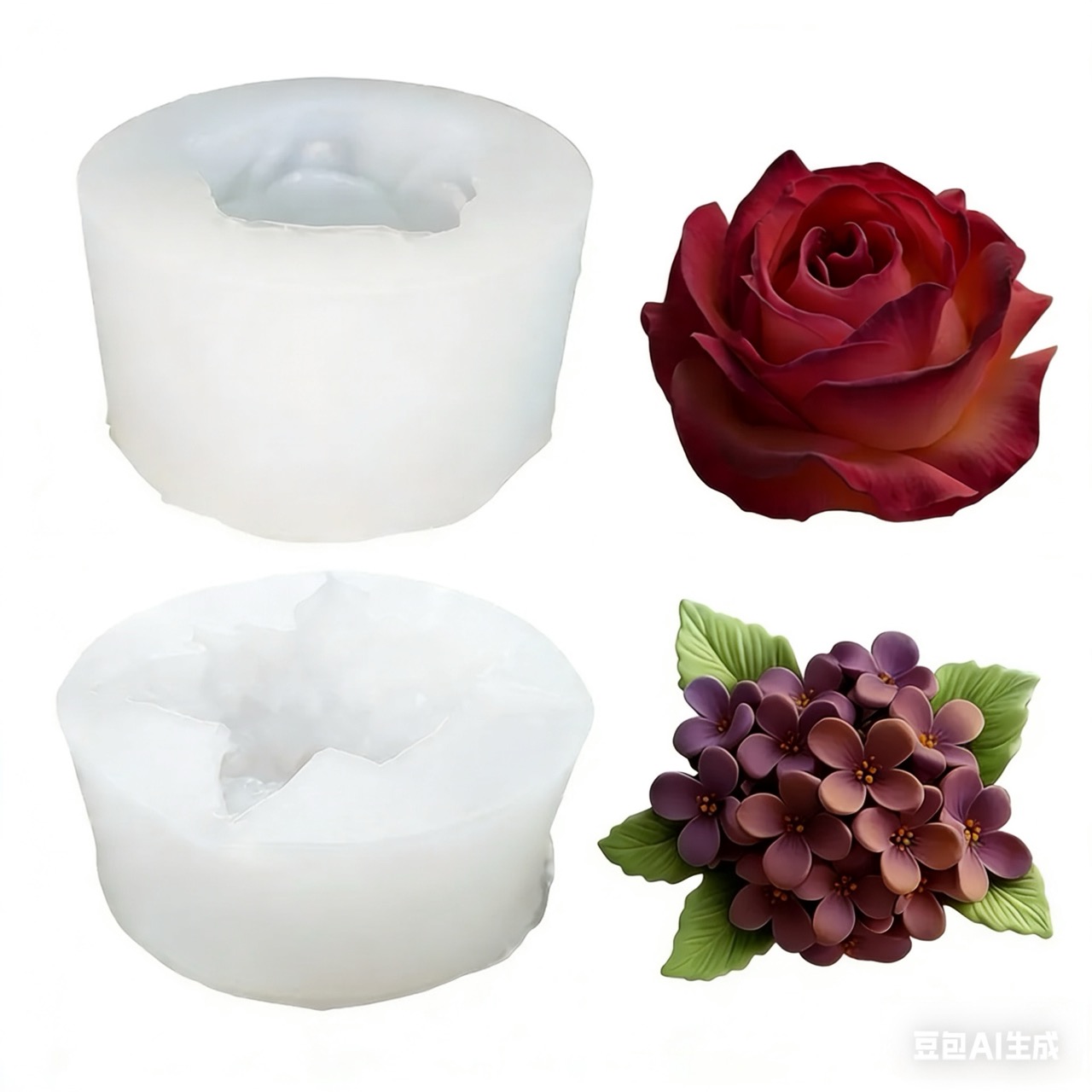 Resin Art All - 2-Piece 3D Rose and Lilac Silicone