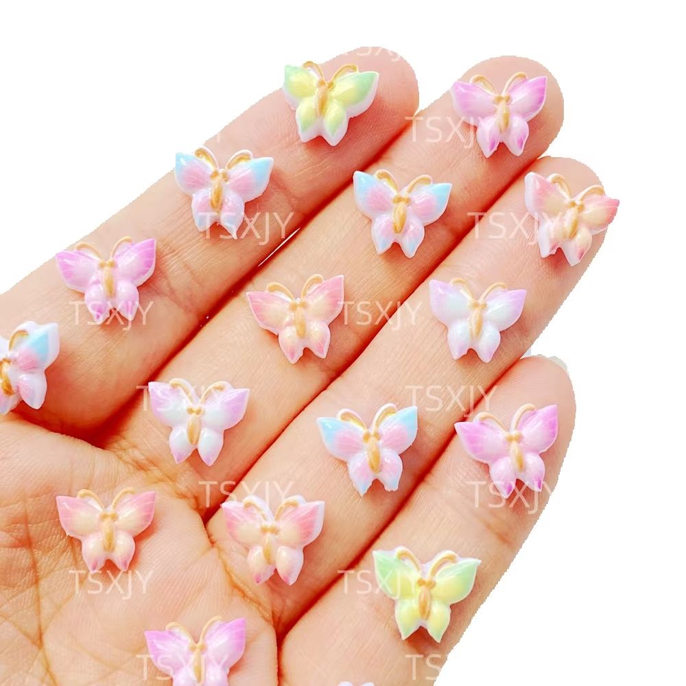 Resin Art Design For Wedding - 100Pcs Cute Mini Colorful Butterfly Nail
