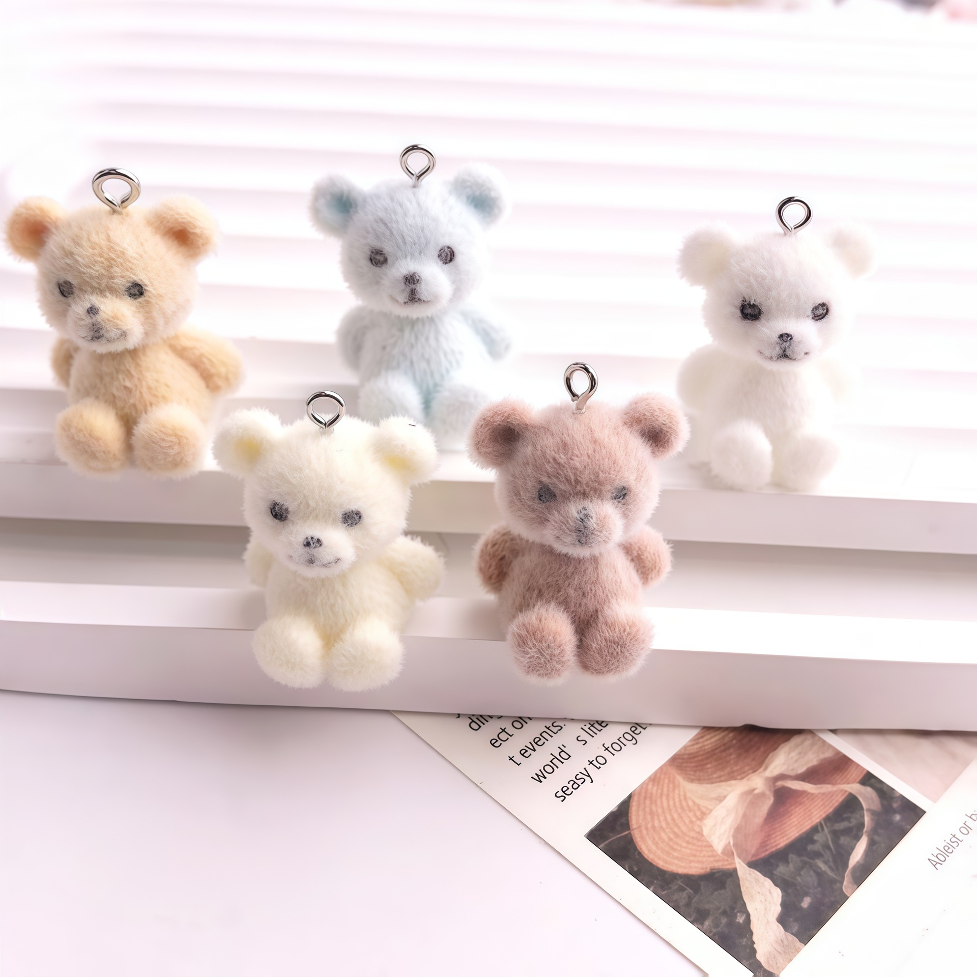 5pcs 3D Flocked Bear Resin Cha - Resin Art Accessories ulasan dan harga