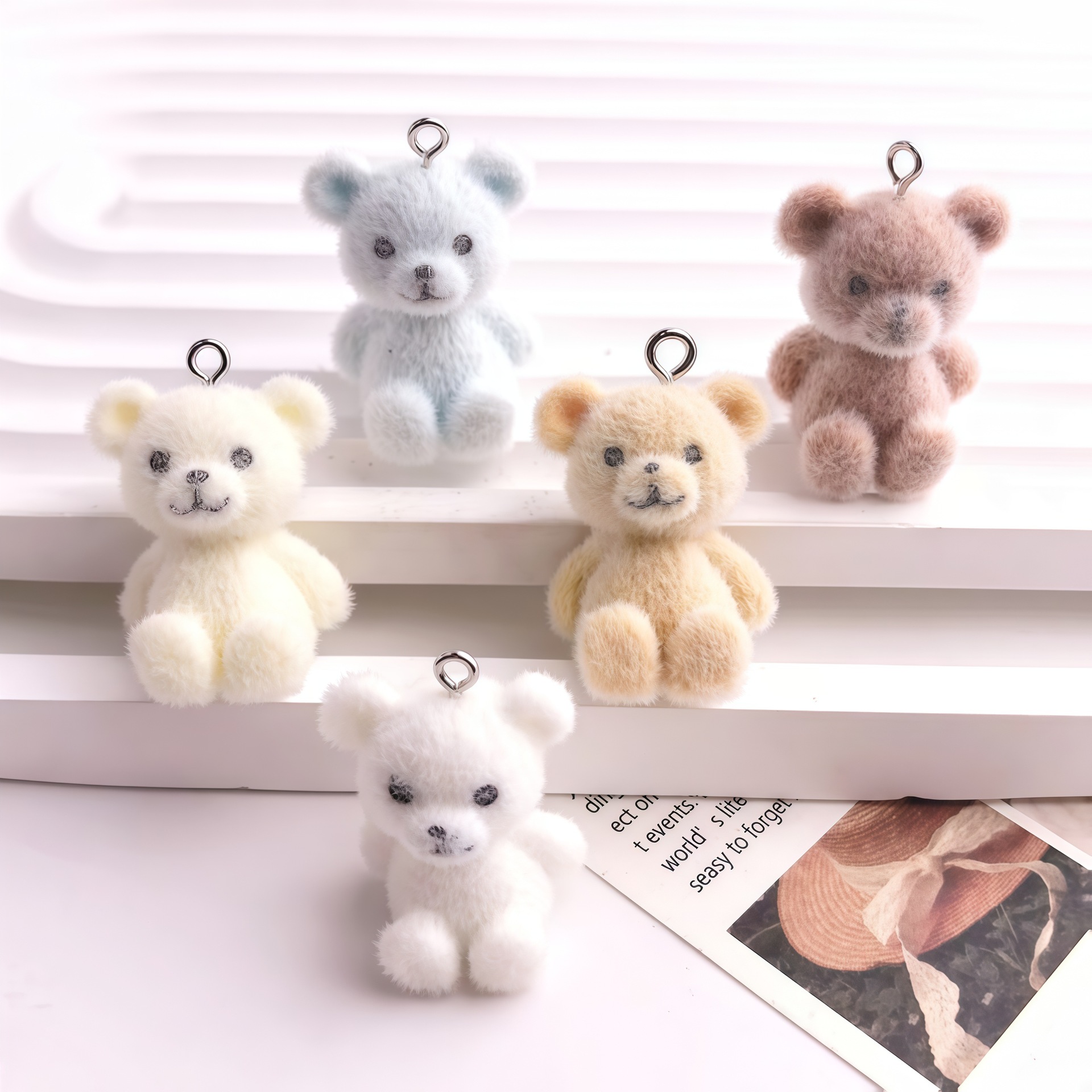 5pcs 3D Flocked Bear Resin Cha - Resin Art Accessories ulasan dan harga
