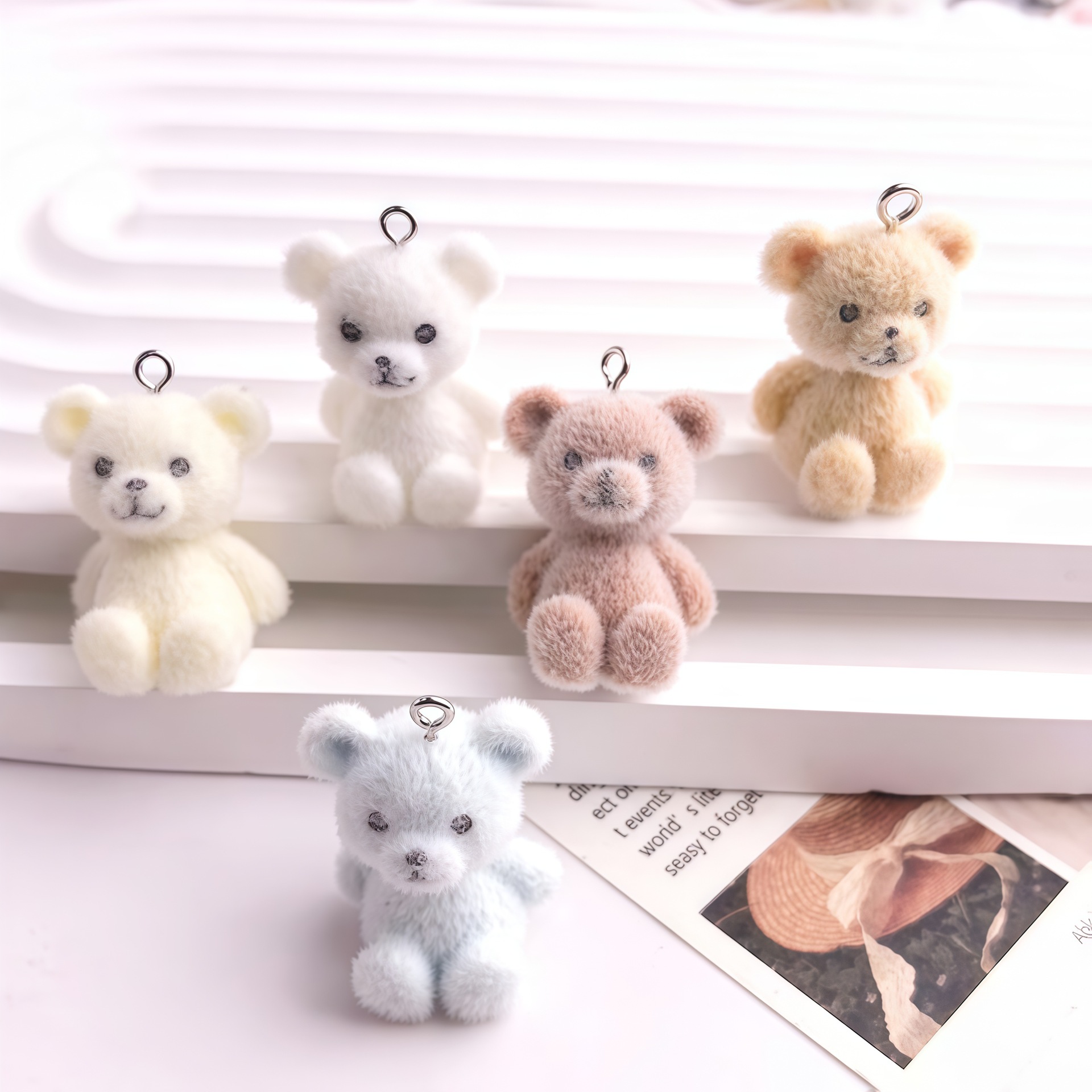 5pcs 3D Flocked Bear Resin Cha - Resin Art Accessories ulasan dan harga