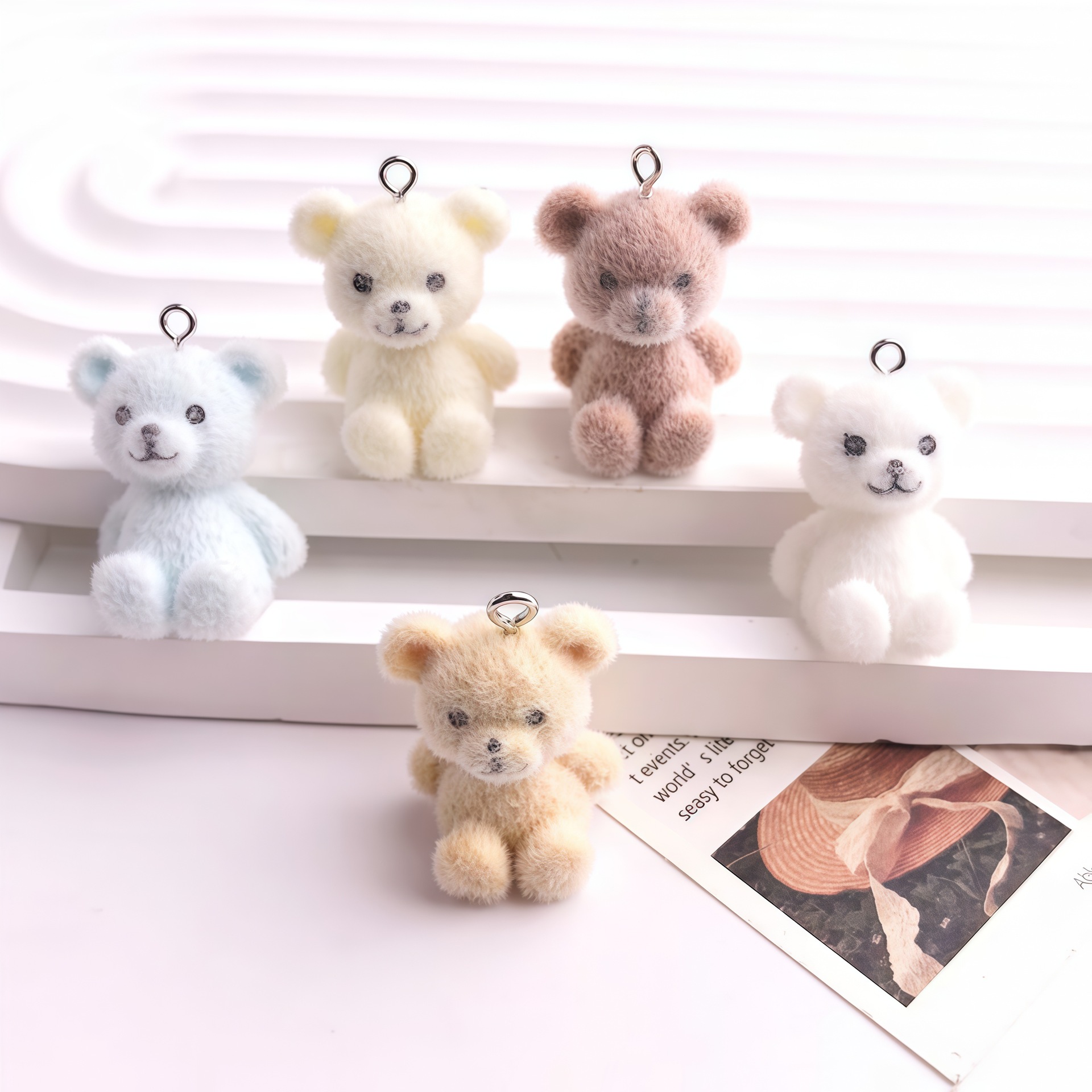 5pcs 3D Flocked Bear Resin Cha - Resin Art Accessories ulasan dan harga