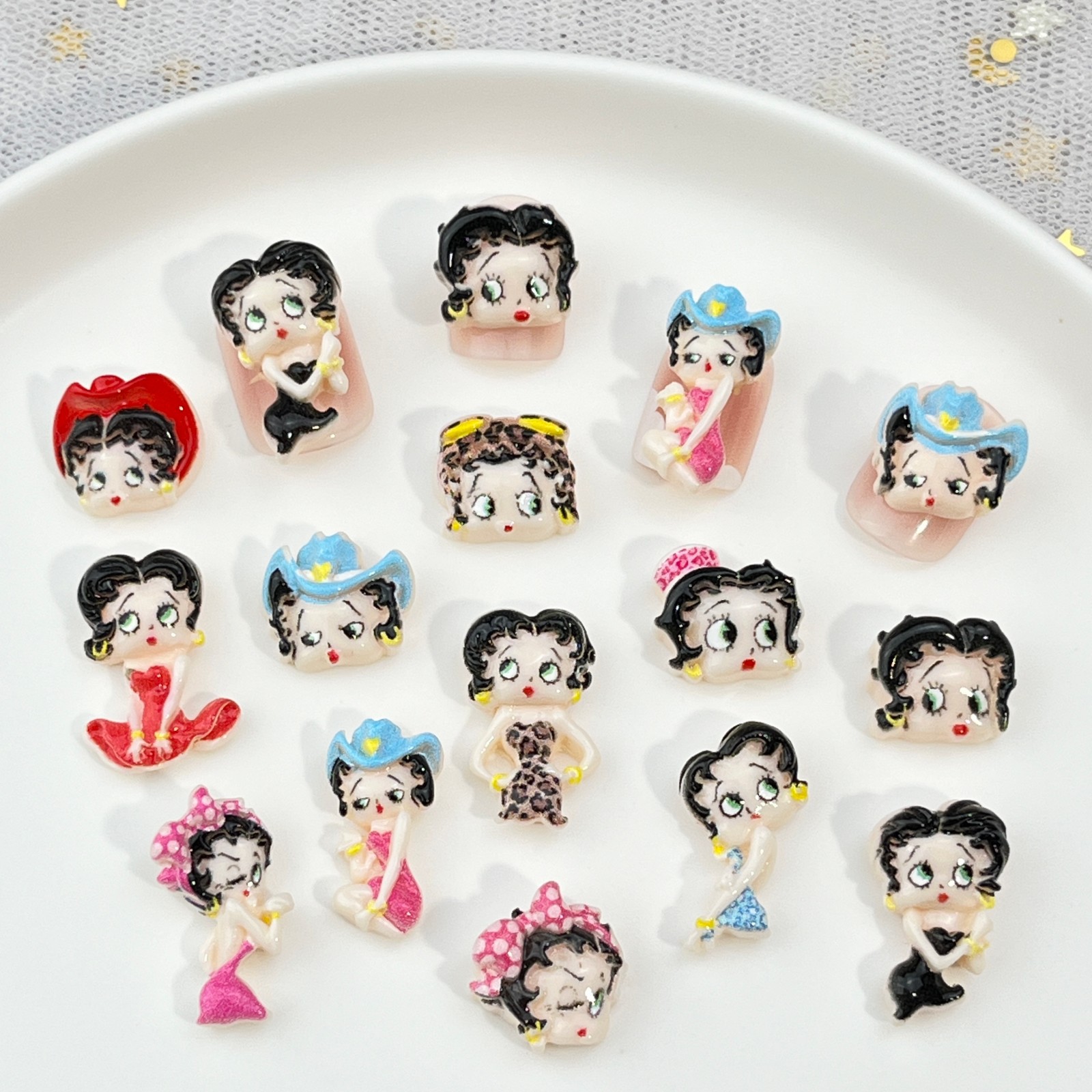 100pcs Cartoon Betty Nail Art  - Resin Art Accessories ulasan dan harga