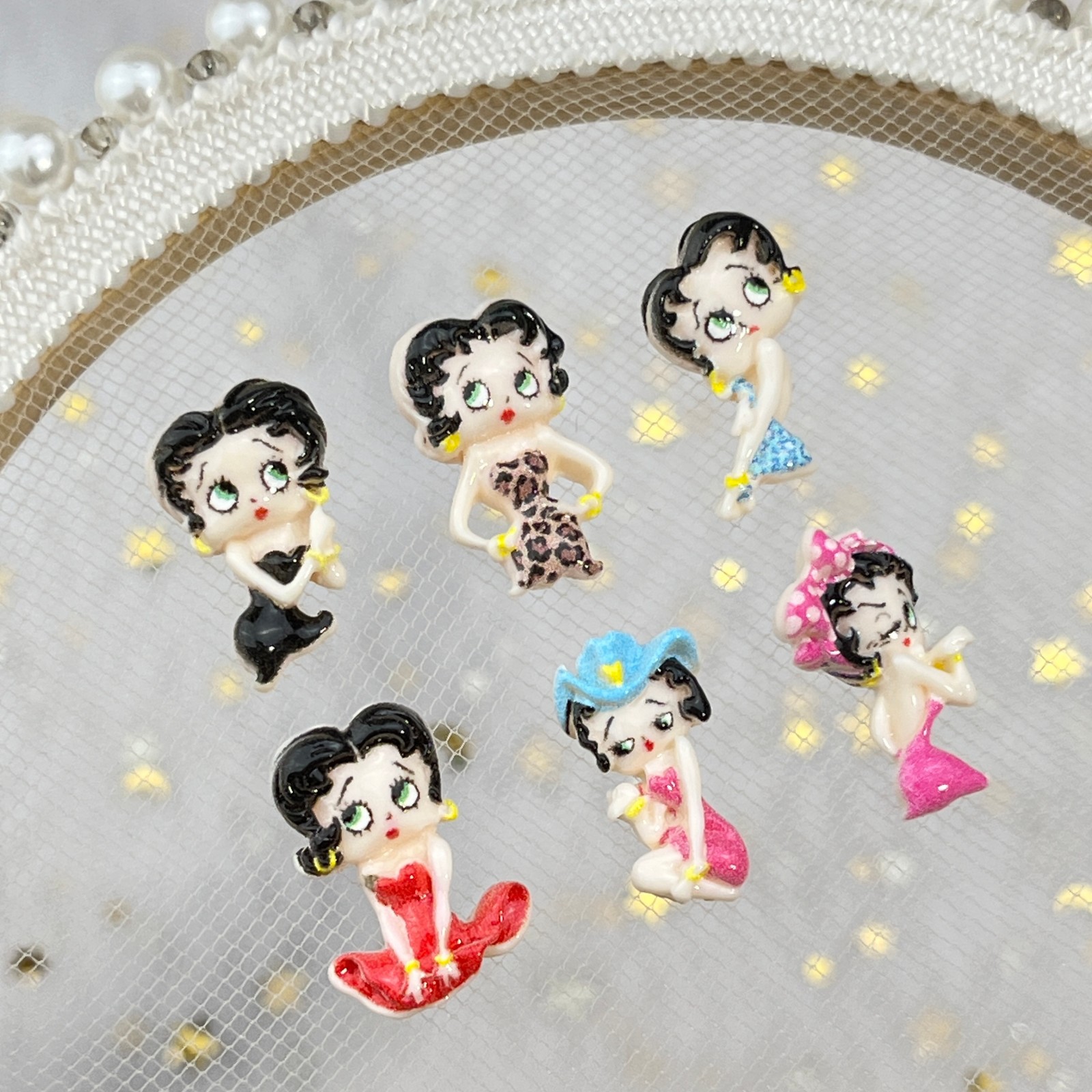 100pcs Cartoon Betty Nail Art  - Resin Art Accessories ulasan dan harga