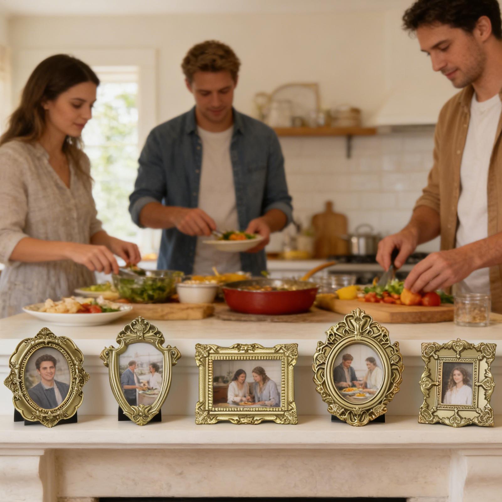 5PCS Gold Vintage Photo Frame  - Background Resin Art ulasan dan harga