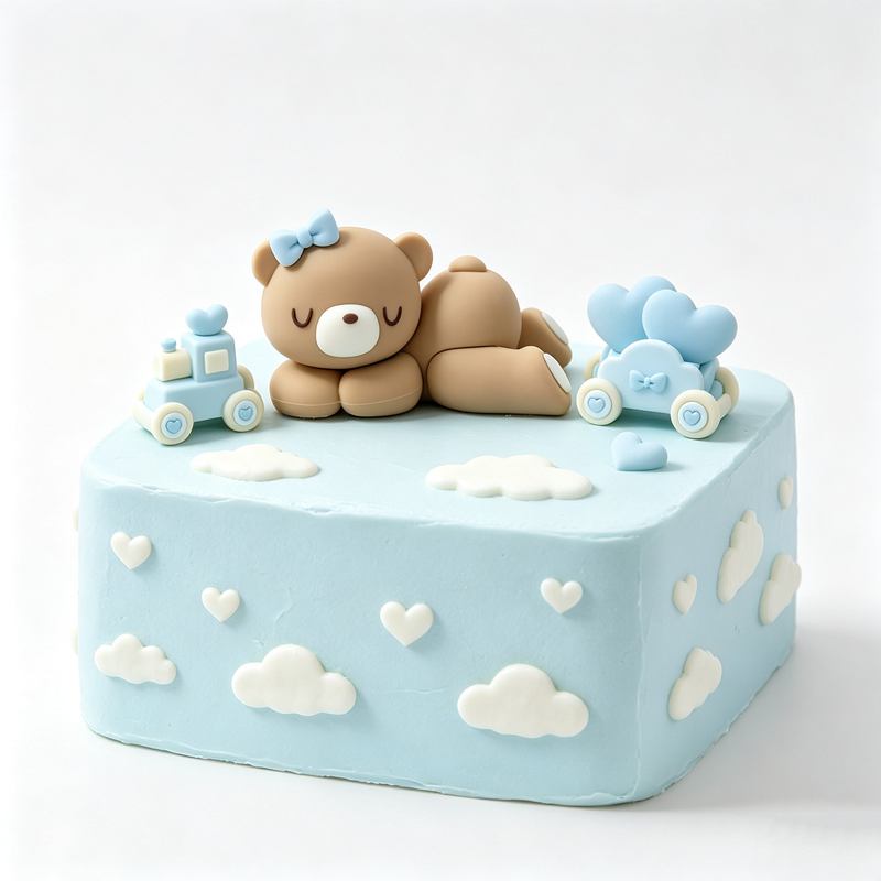3D Pink Blue Bear Cake Topper  - Resin Art Baby ulasan dan harga