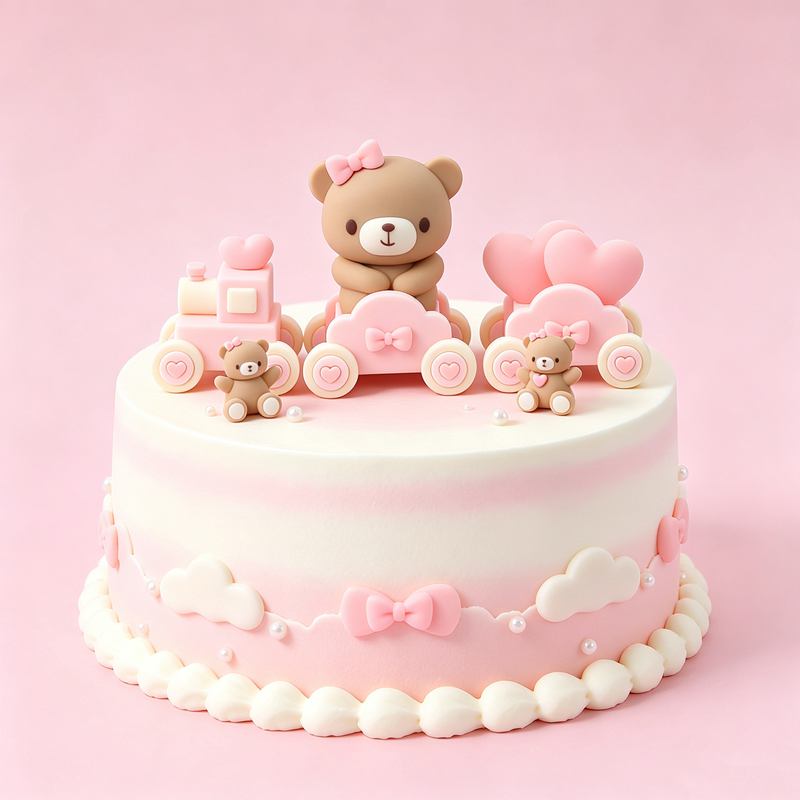3D Pink Blue Bear Cake Topper  - Resin Art Baby ulasan dan harga