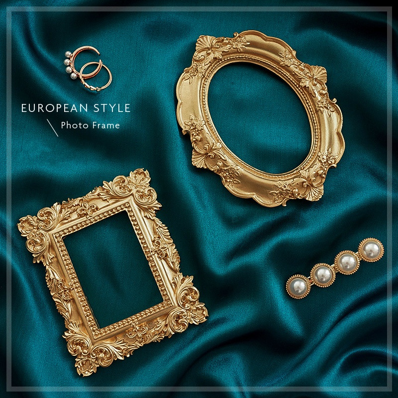 Golden Retro Photo Frame Nail  - Background Resin Art ulasan dan harga