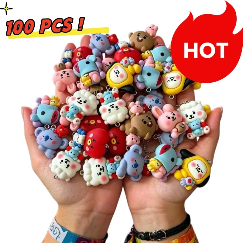 7pcs BT21 Resin Cartoon Charm  - Resin Art Bracelet ulasan dan harga