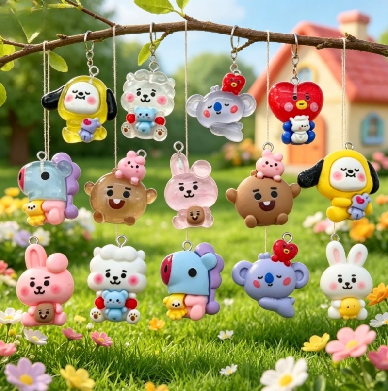 7pcs BT21 Resin Cartoon Charm  - Resin Art Bracelet ulasan dan harga