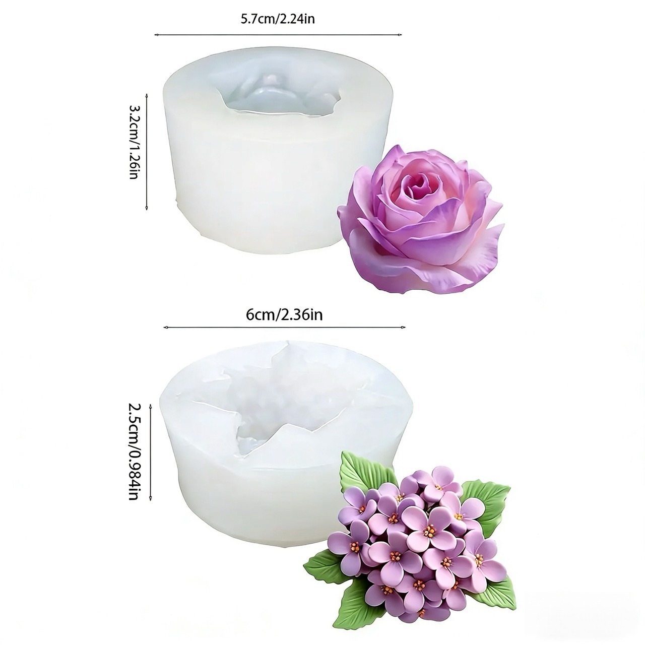 2-Piece 3D Rose and Lilac Sili - Resin Art All ulasan dan harga