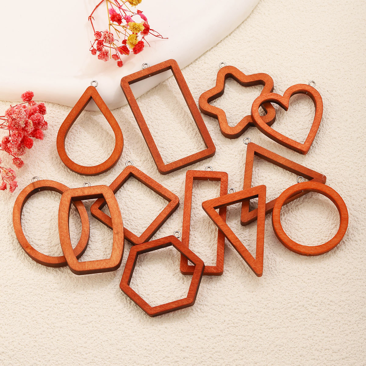 10PCS Triangle Rectangle Wood  - Resin Art Bracelet ulasan dan harga
