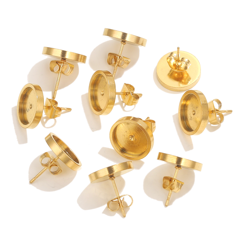 10pcs Stainless Steel Gold Ear - Resin Art Jewellery ulasan dan harga