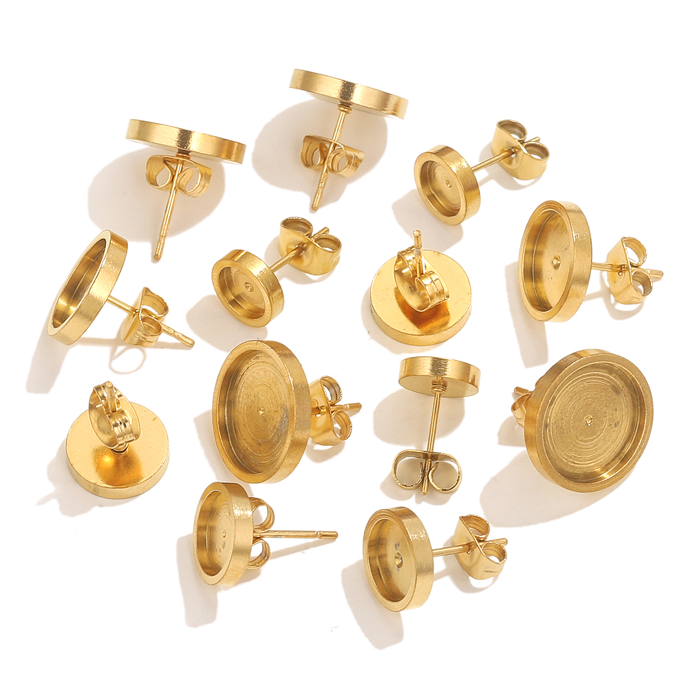 10pcs Stainless Steel Gold Ear - Resin Art Jewellery ulasan dan harga